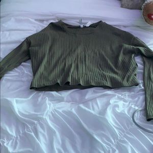 Olive green long sleeve crop top